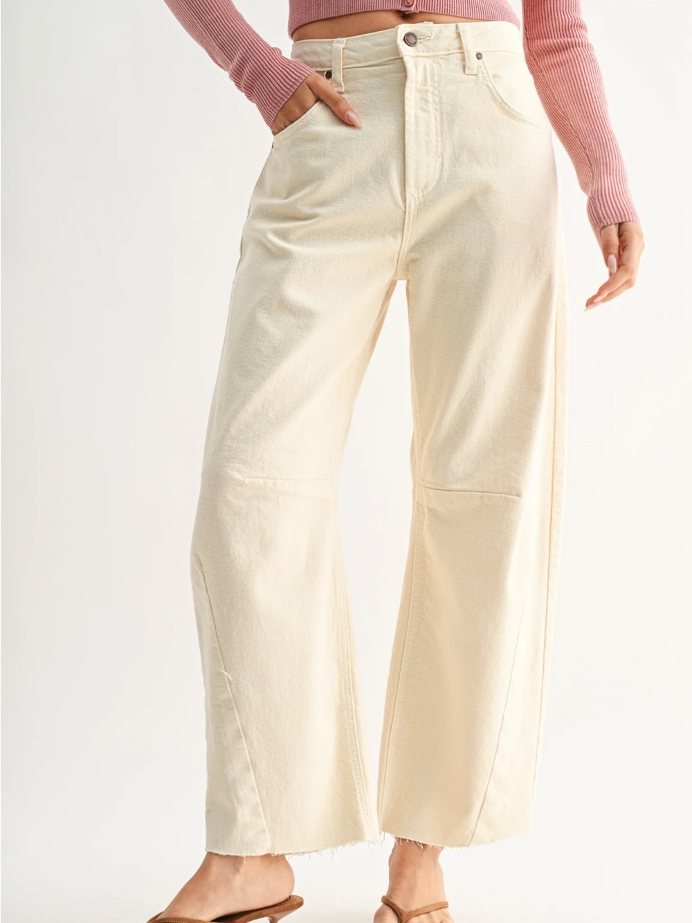 Just Black Cream Wide Leg Jeans